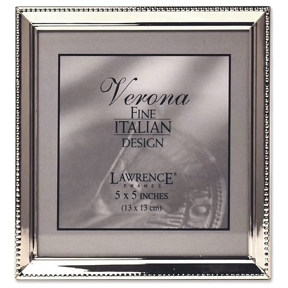 Lawrence Frames Polished Silver Plate 5x5 Picture Frame - Bead Border Design